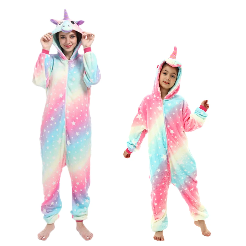 Kigurumi Pajamas for Women Kids Winter Halloween Clothing Adult Children's Pijamas Boys Animal Jumpsuit Winter Girls Onesies