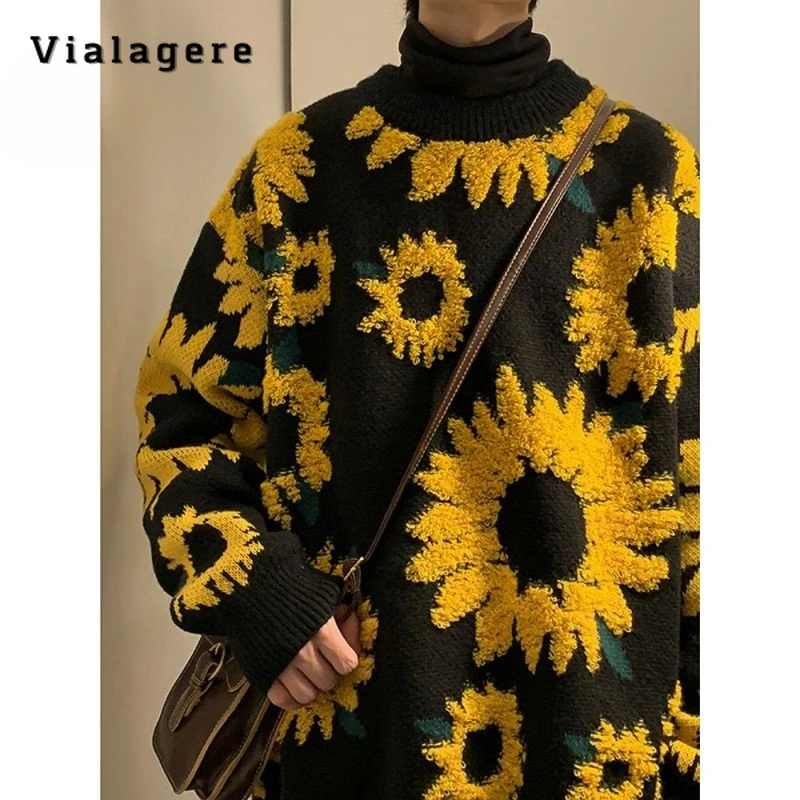 

2024 Winter Sunflower Warm Sweaters Women O-Neck Pullovers Knitwear Female Loose Casual Sweater Oversize Thick Knitted Jumper