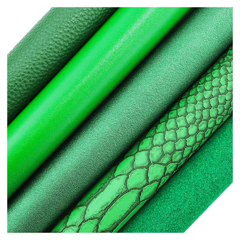 Plain Solid Green Litchi Weave Diamond Textured Smooth Soft Faux Synthetic Leather Fabric For Wedding DIY Craft MH008