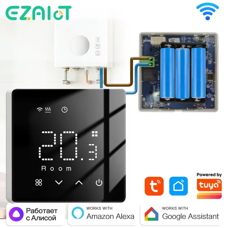 สมาร์ทไร้สายหม้อต้มแก๊สThermostat Tuya WiFiทุกวันแบตเตอรี่Powered Temperature Controller Alexa Google Home Alice 1