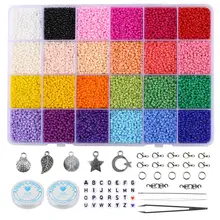  TESSYSTORE 2mm Glass Seed Beads Box Set With Tools Alphabet Beads For Jewelry Making Bracelet Rings DIY Accessories Jewelry Kit 