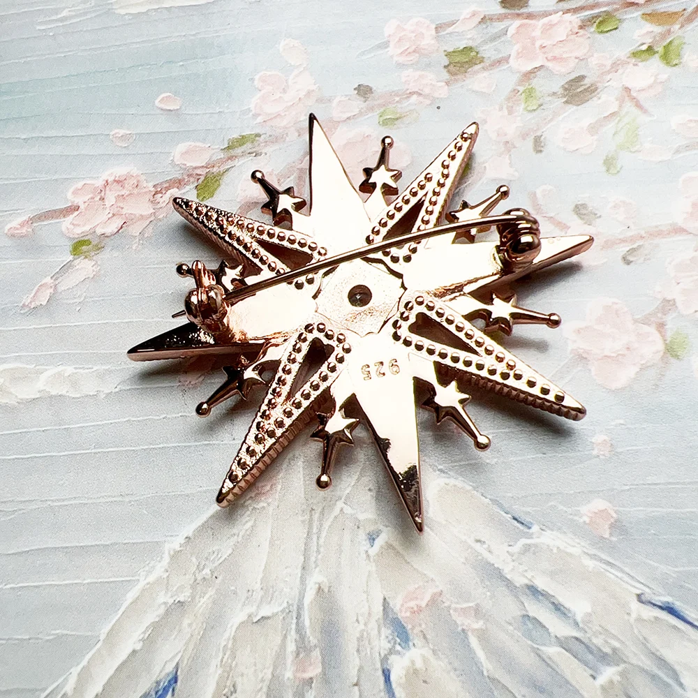 로즈 골드 도금 브로치 스타 순수한  여성을위한 브랜드의 새로운 고급 보석 로맨틱 선물