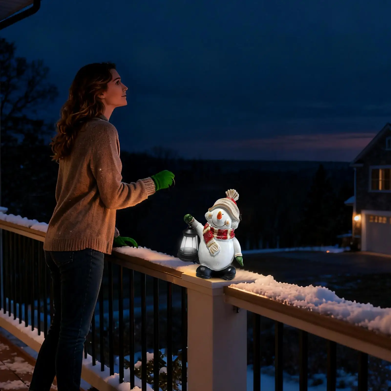 Snowman Decor Festive Resin Solar Light Holiday Garden Decor For Holiday Home Party Workplace Backyard Patio Festival Garden