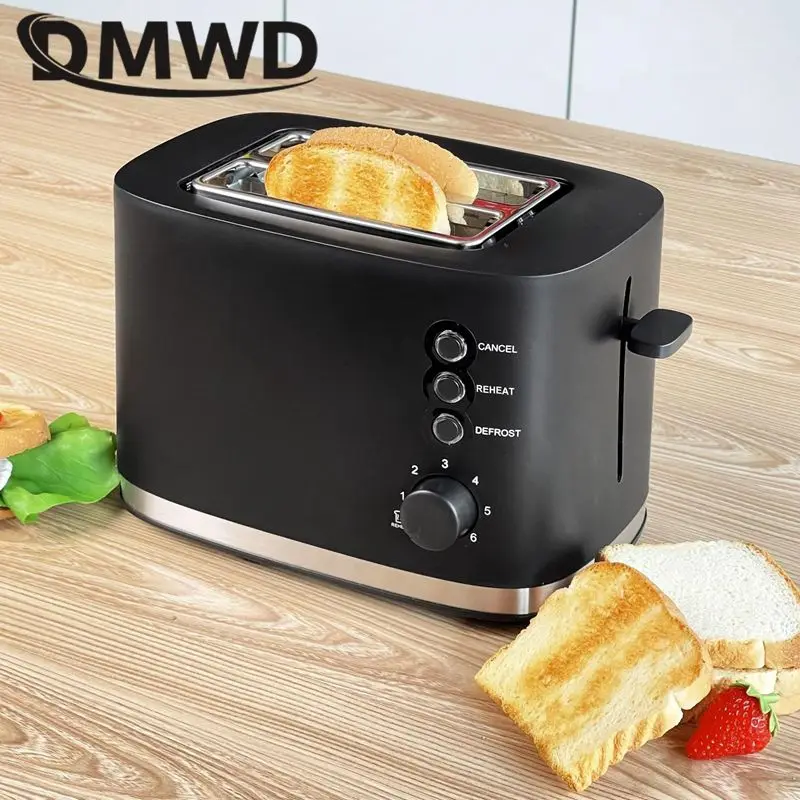 Electric Toaster Machine 110V 220V Electric Toaster Automatic Bread Baking Machine Stainless steel Household Breakfast Toast Oven Sandwich Grill 2 Slice