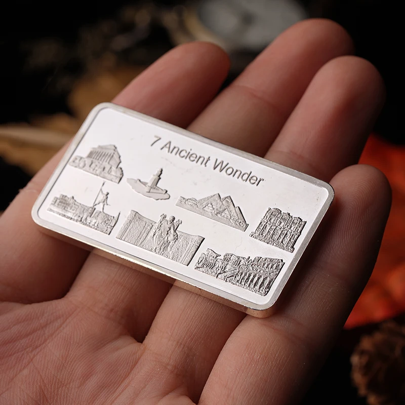 Lingotti Placcati Con Barra D'Argento Le Sette Meraviglie Del Mondo Monete Artigianali Decorative Per Portamonete Souvenir In Argento