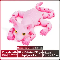 Realistic Multi - Joint Movable Cat Figurine - 3D Printed Desk Decor and Gift Toy (Sphynx Cat -B)