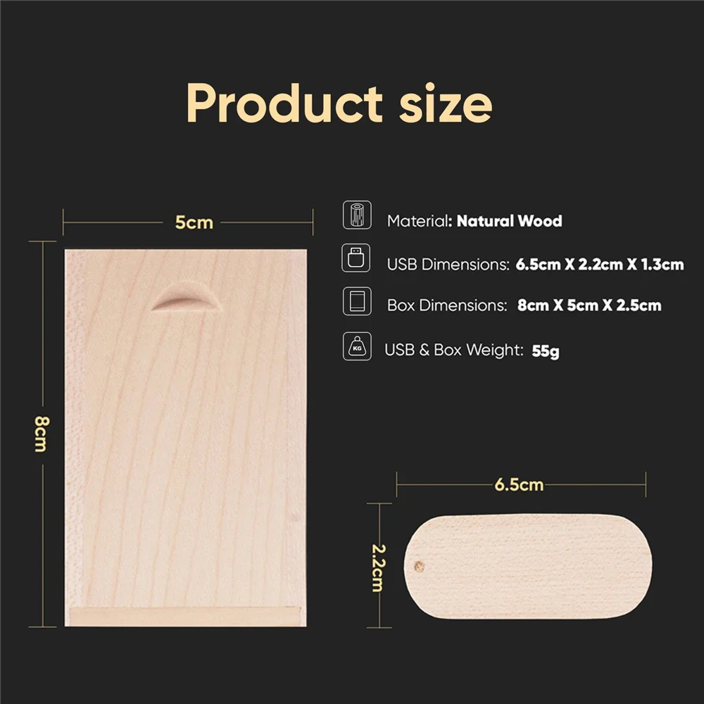 JASTER 1 PCS 무료 사용자 정의 로고 나무 USB 3.0 상자 펜 드라이브 4GB 8G 16G 32GB 64G USB 플래시 드라이브 사진 결혼 선물
