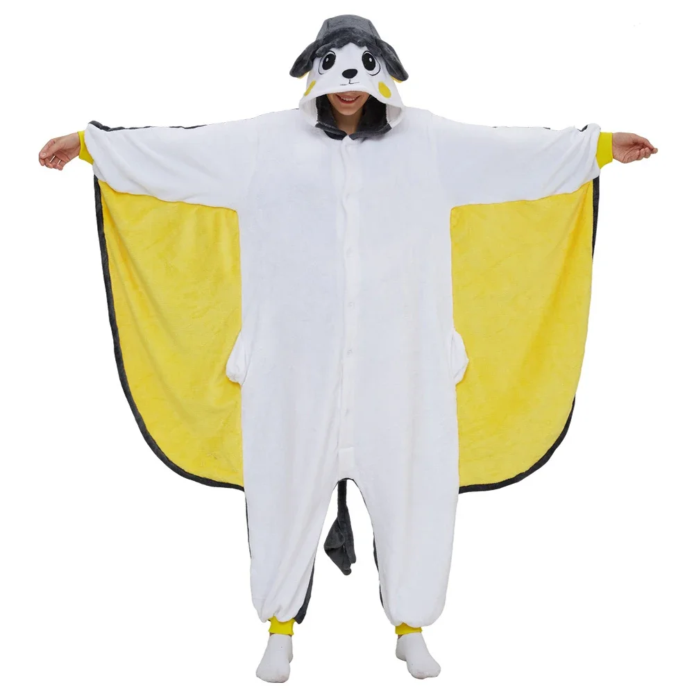 

Winter Women Unisex Adult Kigurumi Flying Squirrel Onesies Animal Pajamas Flannel Nightie Sleepwear Halloween One-piece Jumpsuit