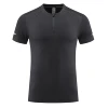 Men Marathon Workout Fitness Gym Top Ice Cool Half Zipper T Shirt Running Shirts Short Sleeve Elastic Training Sport Kit Clothes 6