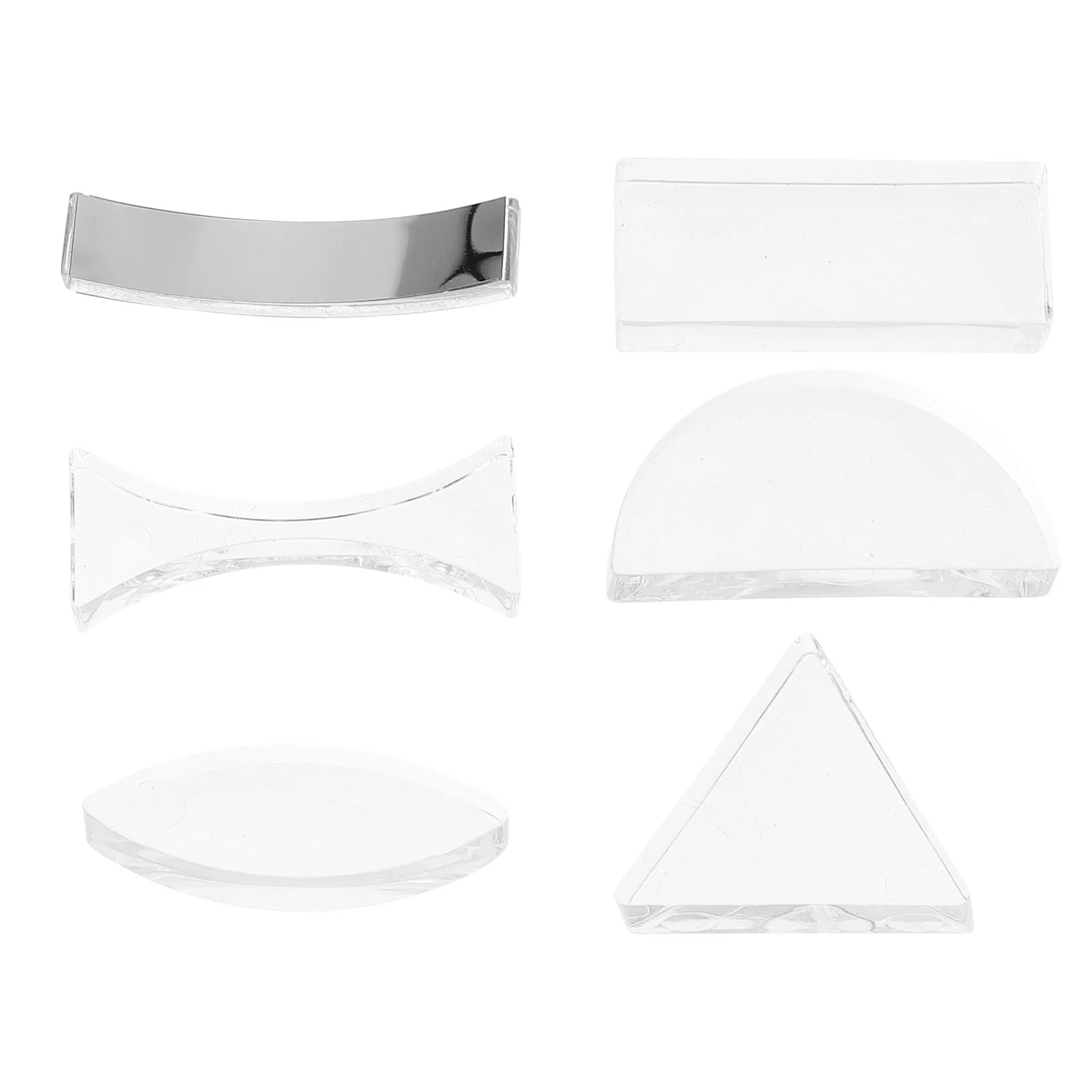6 Piece Optical Lens Set Concave Convex Triangular Prism Physics Teaching Aids Lightweight Portable School