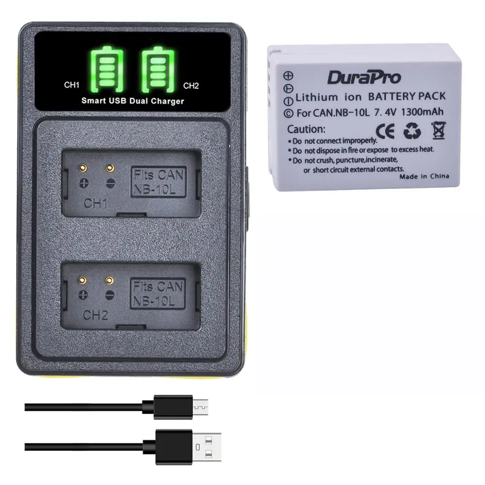 Durapro 1300Mah Nb-10L Bateria Nb 10L Batteria + Caricabatterie Per Canon G1X G15 G16 Sx40Hs Sx50Hs Sx60Hs Sx40 Sx50 Sx60 Hs Fotocamera