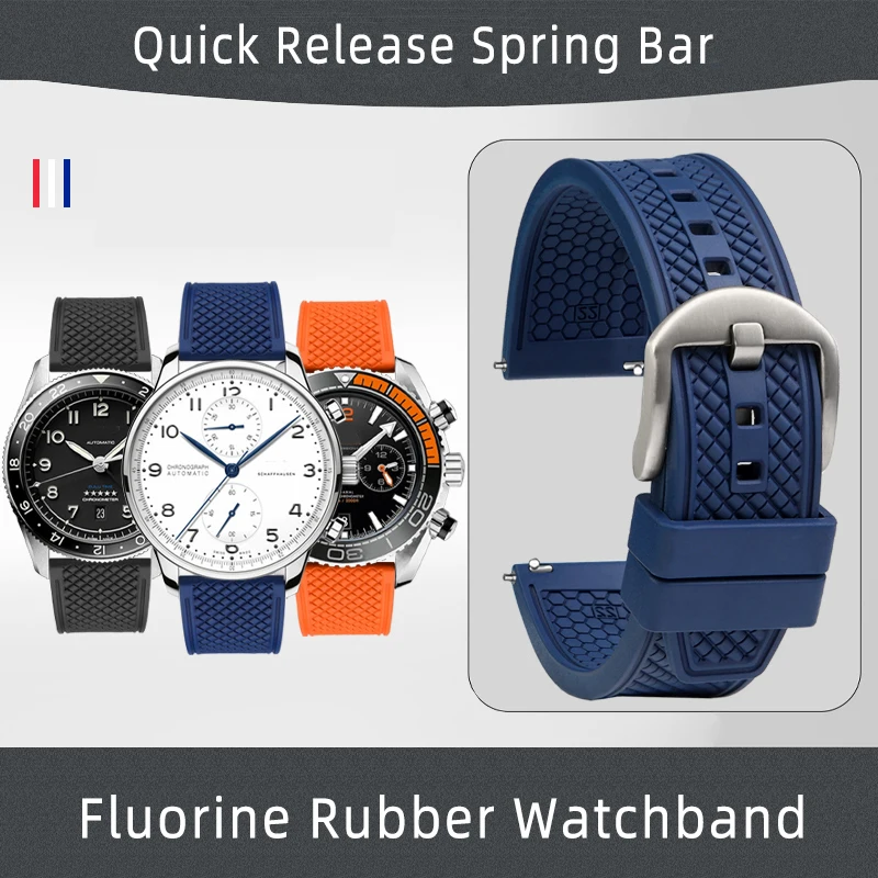 Premium-Grade Fluororubber Diving Watch Strap - Waterproof, Black