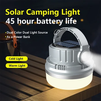 태양열 LED 캠핑 랜턴, 휴대용 랜턴, 바베큐 하이킹용 USB 충전식 전구, 야외 텐트 램프용 비상등