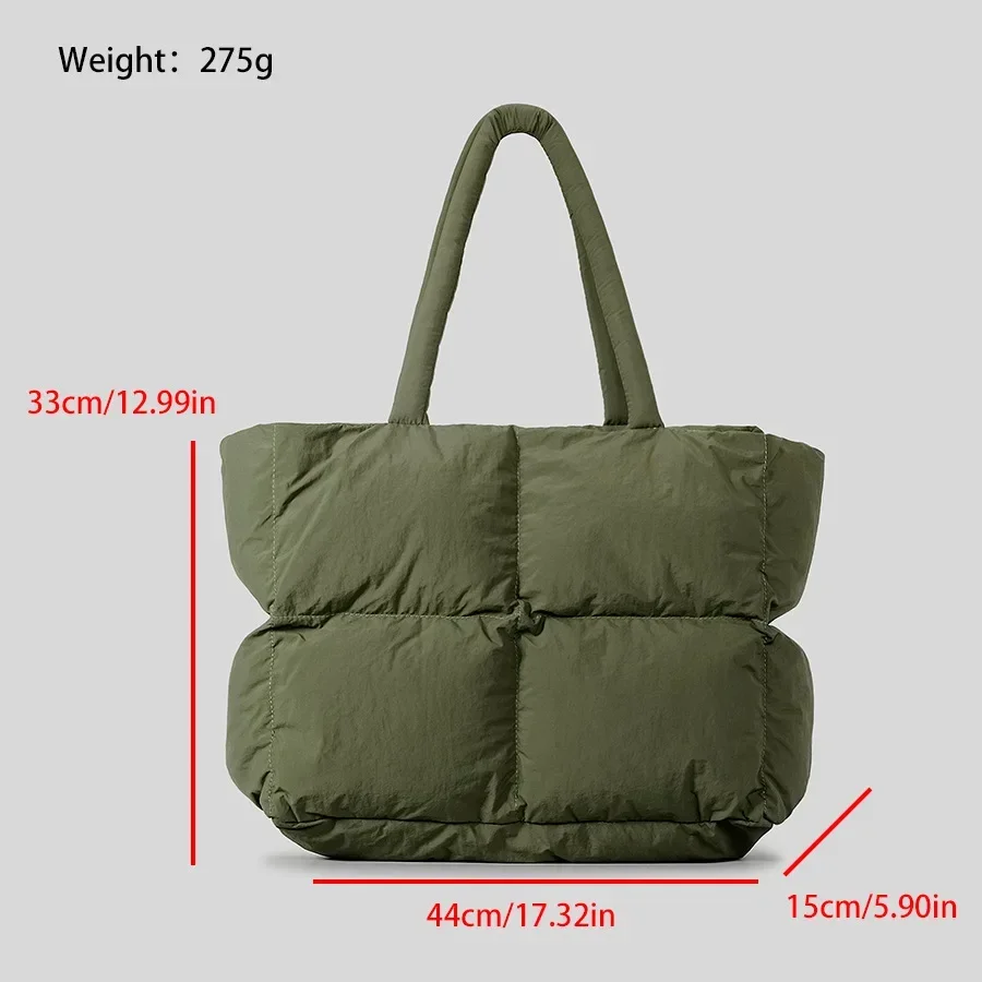 Vintage Puffy Women Handbags Padded Shoulder Bag Soft Nylon Puffer Tote Bag Fashion Lady Bags