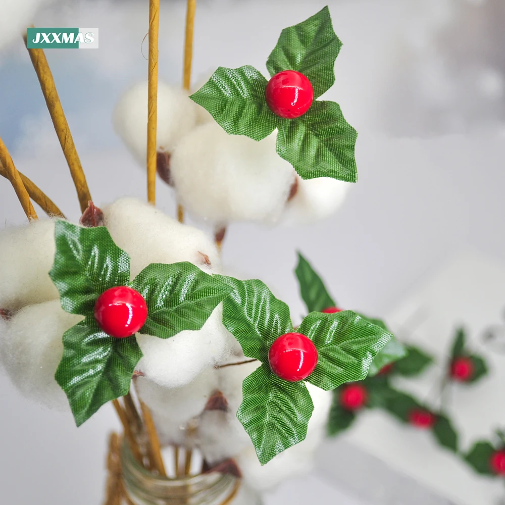 Decorazione di Vischio Natalizio, Vischio Natalizio Artificiale da Appendere da 23 Cm con Bacche, Foglie Verdi di Simulazione, Plettri di Vischio per Albero di Natale, Camino, Scale,(2 Pezzi Rossi