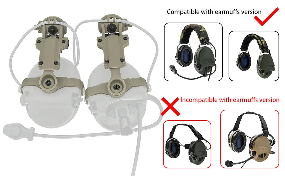 Tactica Helmet Bracket Kit ARC Helmet Rail Adapter for Tactical Headphone MSASORDIN/TAC-SKY SORDIN/Z.TAC SORDIN Airsoft Headset