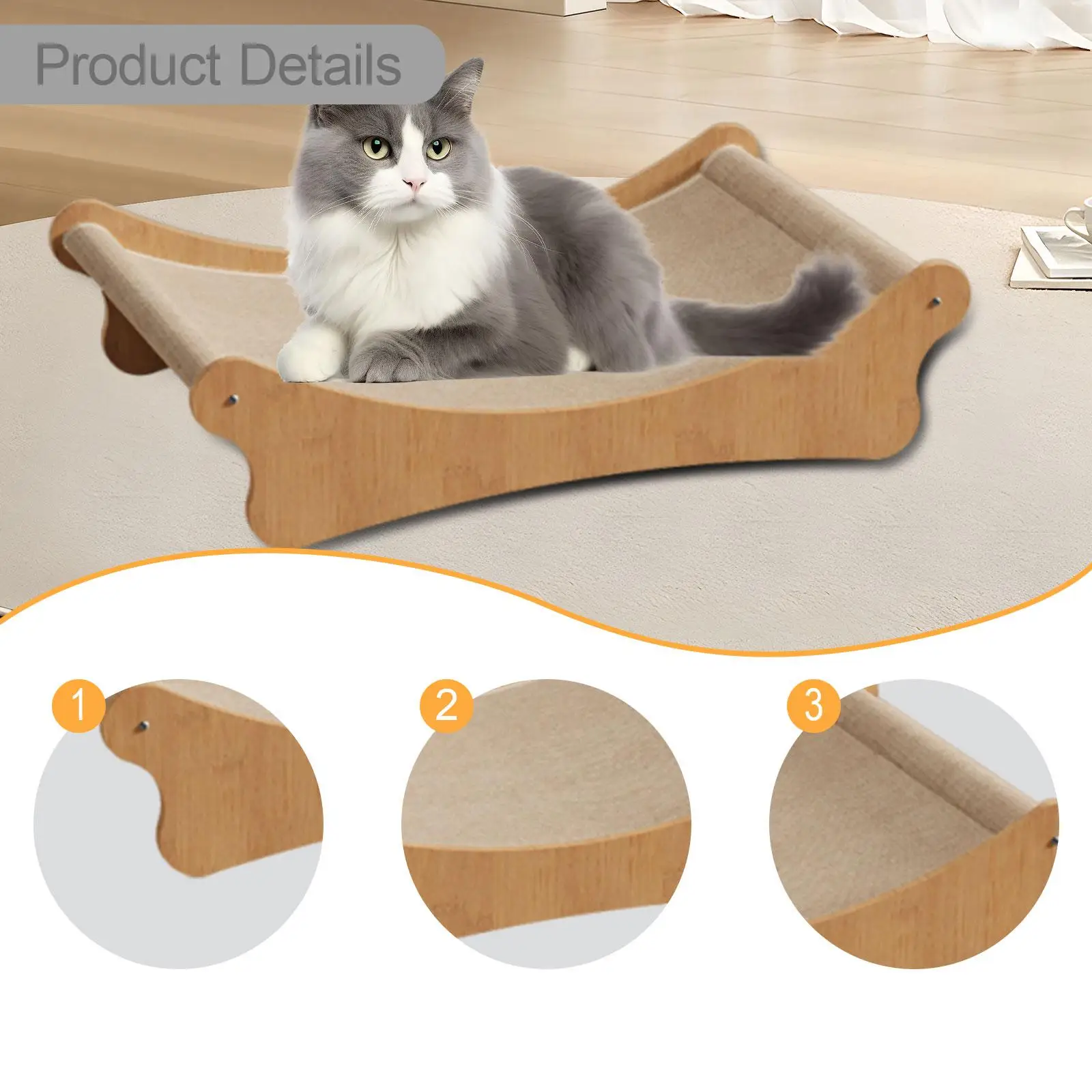 Cat Scratcher Bed, Gift, Grinding Claw Toy, Rest Wear Resistant, Wooden, Pet Furniture Playing Scratch Pad Cat Scratching Board