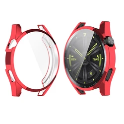 Durable TPU Protective Case with Screen Guard for Huawei Watch GT3 - Full Coverage Bumper (Red)