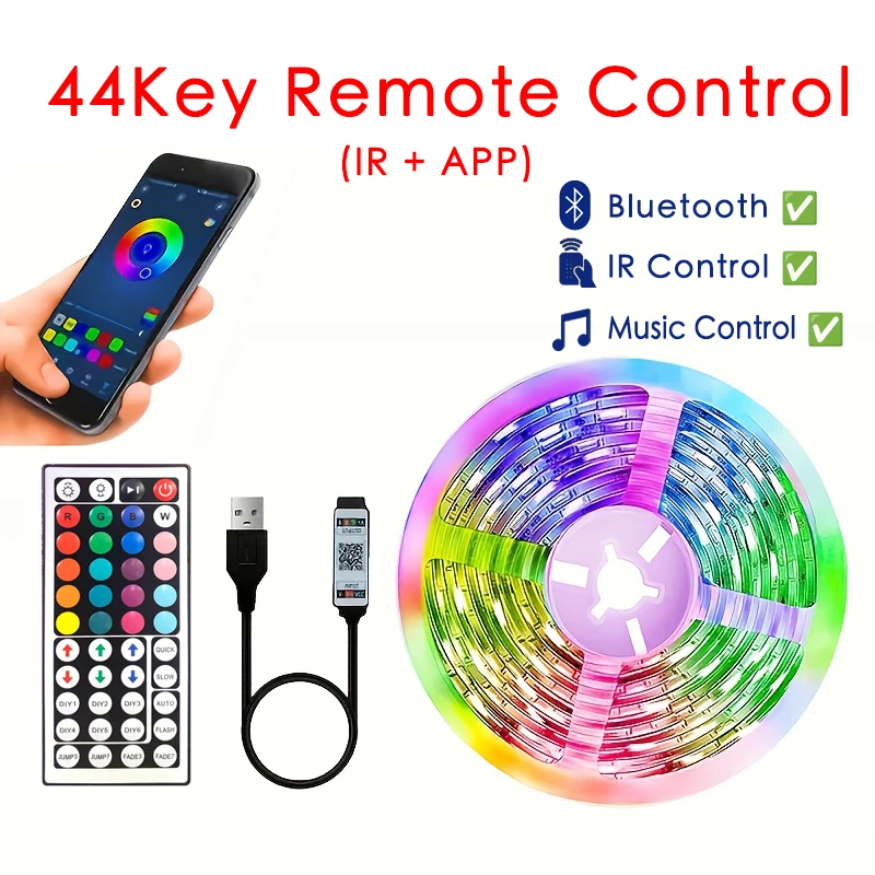 USB LED قطاع ضوء APP التحكم IR بلوتوث الشريط RGB I...