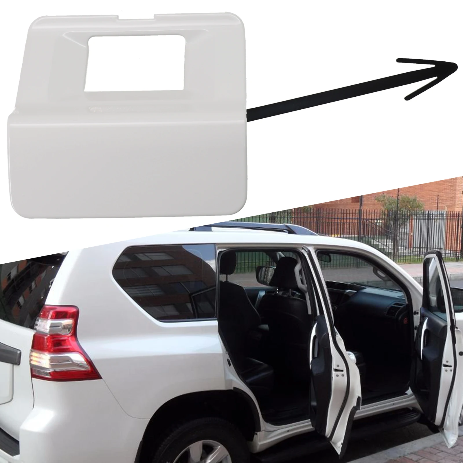 

1x White Plastic Tailgate Spare Wheel Camera Decorative Cover Fits For Toyota For Land-Cruiser For Prado 150 Series 2009-2022