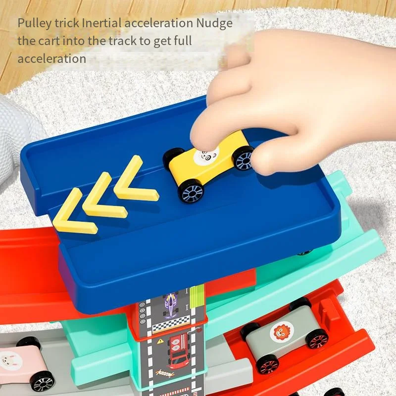Child Track Racing Glider Car Montessori Educational Toy Mini Inertia Slide Roller Coaster Racing Ramp Vehicle Playset Toys Car 3