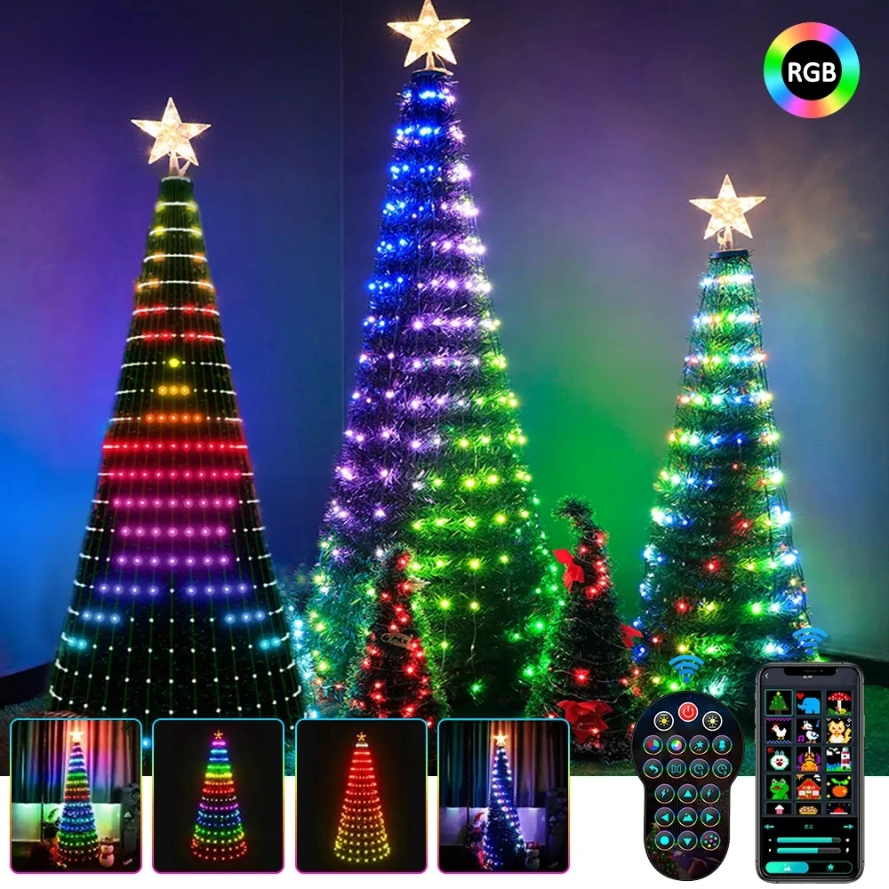 

Smart DIY Christmas Tree LED String Lights APP Control Music Sync Fairy Garland for Navidad Home Room Xmas Decoration Outdoor