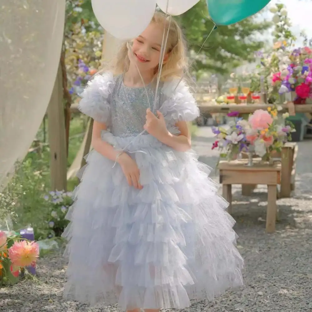 

Baby Lolita Princess Ball Gowns Kids Girl Tulle Tutu Dress Infant Birthday Christening Dresses Children Boutique Clothes