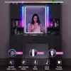 Makeup Vanity with Mirror & Lights Vanity Desk with 5 Drawers 4 Cabinets & Time Display Dressing Table 3