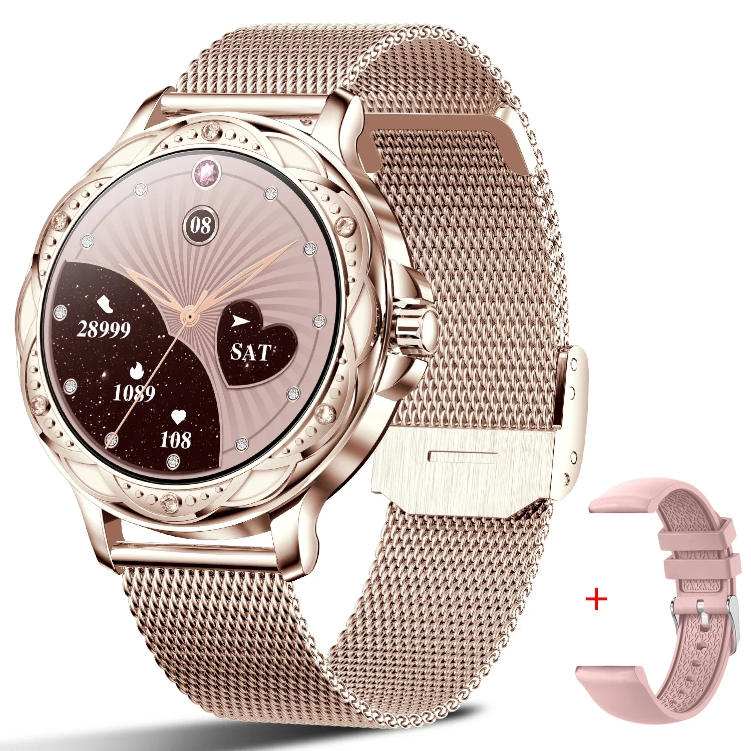 

2024 New Smart Watch Women Fashionable Smartwatch Fitness Sports Watch With BT Call Blood Pressure Oxygen Ladies Wristwatch CF12