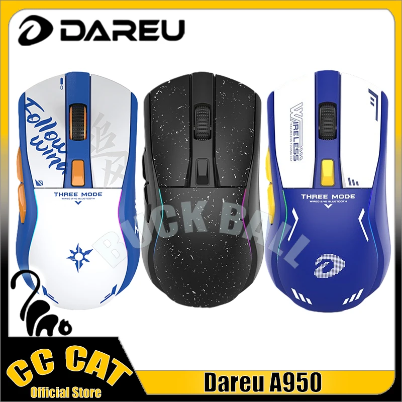 

Dareu A950 A955 Em901 Wireless Mouse Bluetooth 12000dpi Lightweight Type-C Wireless 3-Mode Charge Base Gaming Office Mice For PC