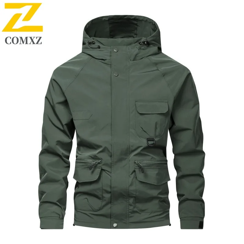 COMXZ Men Skiing Jacket High End Casual Hooded Snow Cold Resistant Warmth Parka Streetwear Comfort Lightweight Winter Outerwear