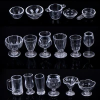 17Pcs/Set Mini Transparent Kitchenware Toy Drink Cups Dish Plate Tableware Miniatures DIY Pretend Play 1