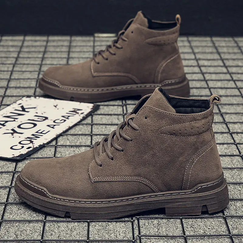 Autumn New Martin Boots for Men Anti Slip British Retro Soft Sole Men's Short Boots Wear-resistant Warm Leather Men Safety Shoes