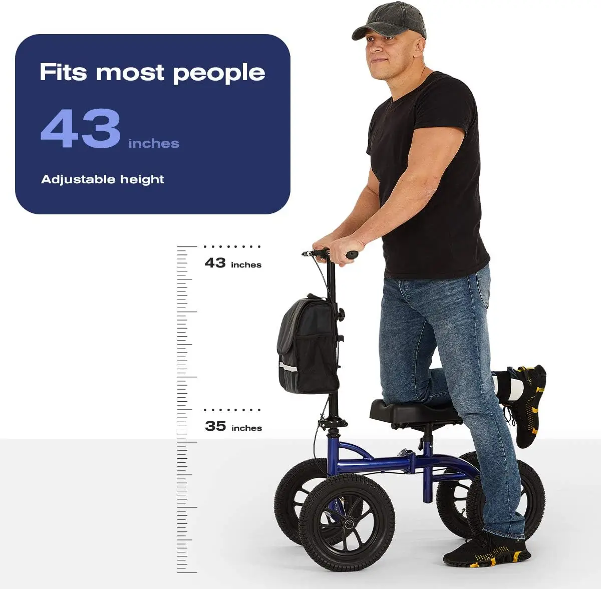 

OasisSpace Bariatric Knee Walker - Heavy Duty Knee Scooter with 12 inch Pneumatic for 500LB, Knee Scooters for Foot