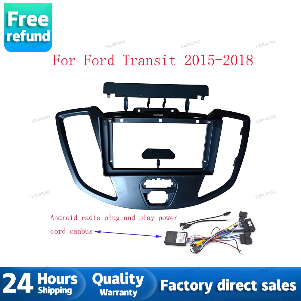 

9 устройств inci для Ford Transit 2015-2018, MP5 Android Radio mobil bingkai 2 Din Unit depan penutup papan dasbor Fascia