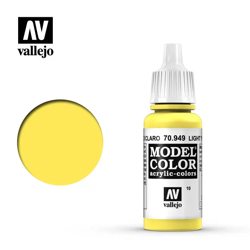 

Vallejo Acrylic paints AV Spain 70949 010 Amarillo Claro Light Yellow Model Coloring Water-Based Hand Painted Gunpla Gundam