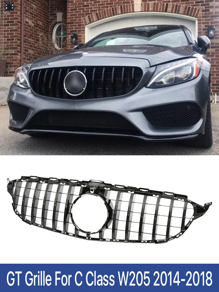 

Передний бампер panamerica GT решетка для Mercedes Benz C-Class W205 C180 C200 C300 C350 решетка Parrilla 2014-2018 с камерой