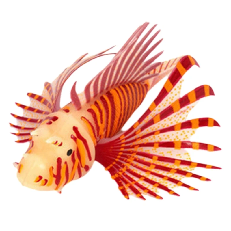Luminously Artificial Lionfish Silicas Fish Ornaments Glowing in Dark Decors