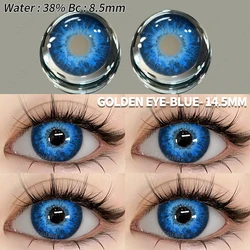 Vibrant Blue Multicolored Halloween Cosplay Contact Lenses - Set of 2 (GOLDEN - EYE - BLUE)