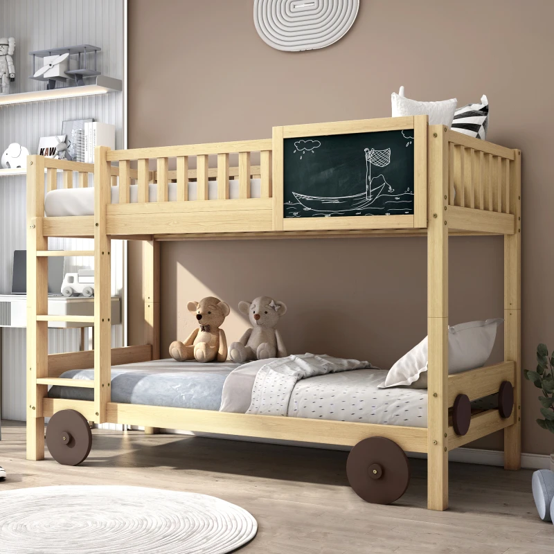 Ondergeschikt vals kleur Stapelbed Met Rechthoekige Trap, Auto Bed, Kinderbed Met Mdf Wielen,  Eenpersoonsbed Met Bord, verwijderbare, Grenen Frame, 90x200cm| | -  AliExpress