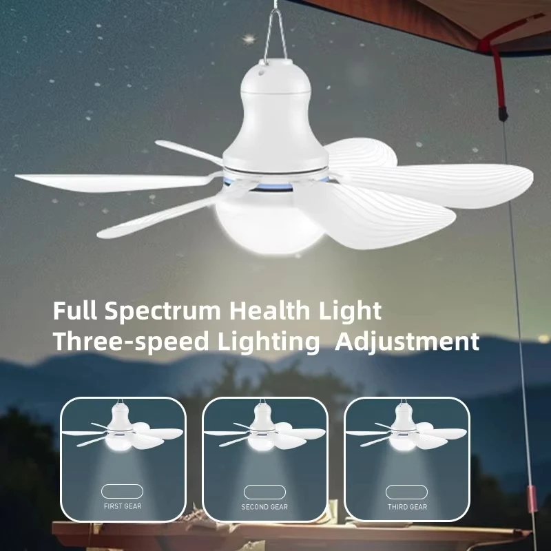 USB Ceiling Fan Lighting 6 Leaves USB Powered Ceiling Canopy Fan Hanging with Remote Control Camping Portable