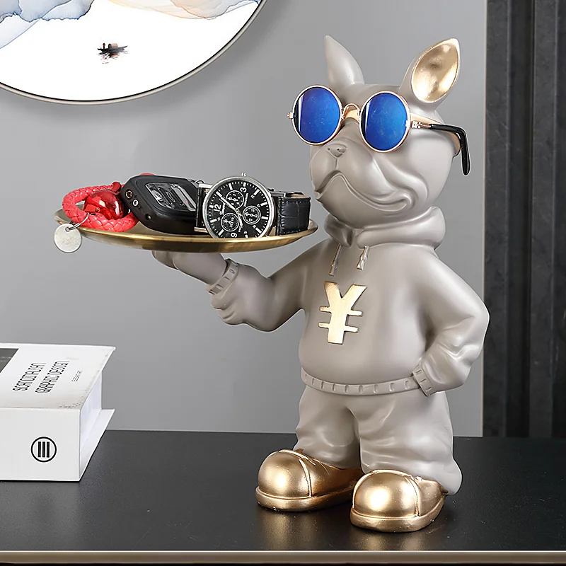 

Butler Statue French Bulldog Butler Decor Resin Dog Sculpture Animal Table Decor Nordic Home Decor Live Room Sculpture Gift