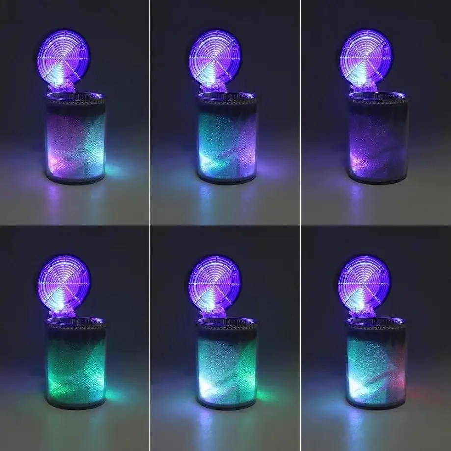 1 Pcs Car Ashtray With LED Light Cigarette Ash Tray Container Cylinder Smoke Ash Cup Holder Desktop Cigar Ash Storage Box