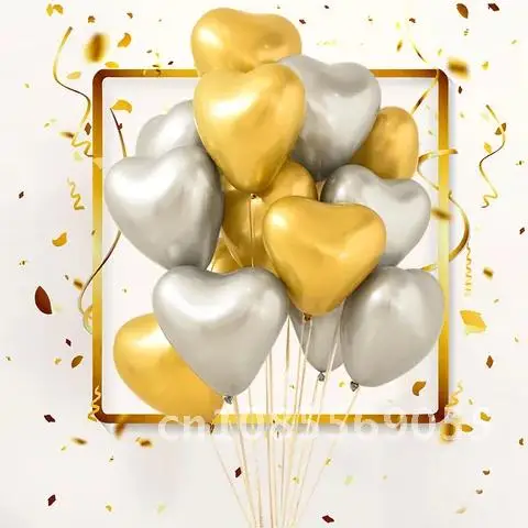 

10 pieces 12 inch Thick Chrome Metallic Colors New Heart Metal Pearl Latex Balloons Inflatable Air Balls Globos Birthday Party