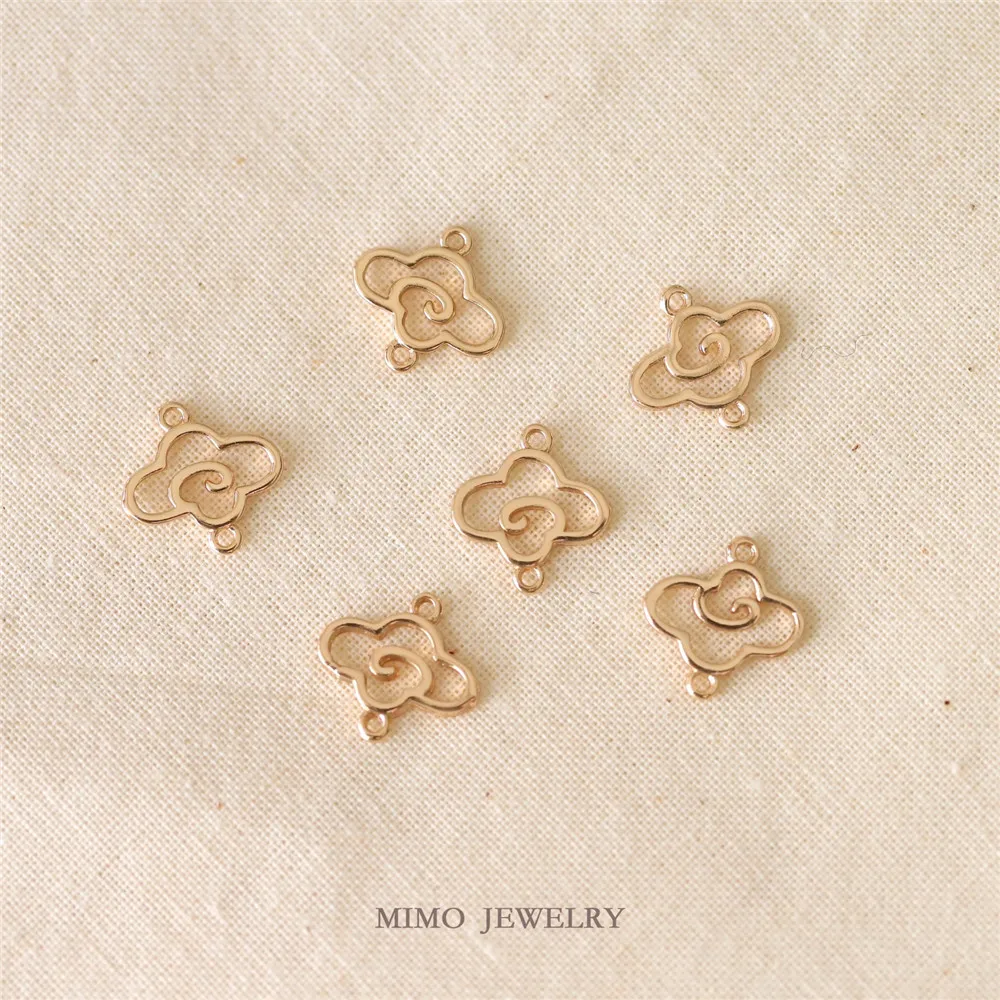 

Ancient Style Double Hanging Hollow Auspicious Cloud Pattern Pendants 14K Gold Plated Jewelry Making Supplies Diy Accessories