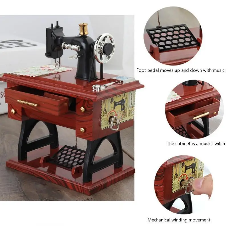 Simulated Mini Retro Sewing Machine Model Eight Tone Box Personalized Creative Gift Home Art Decoration Desk As Room Decorations
