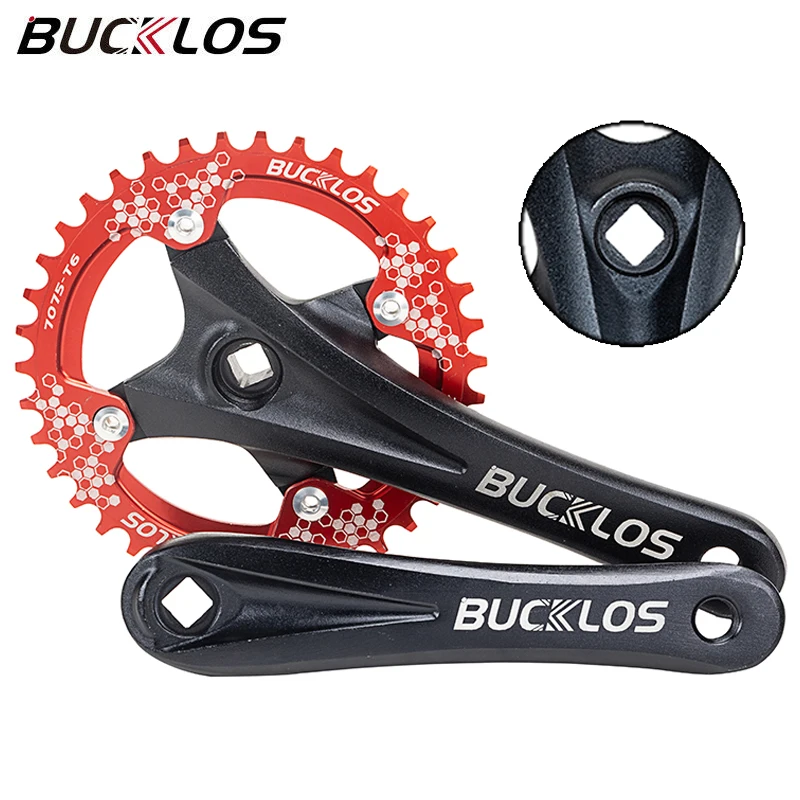 

BUCKLOS Bicycle Crankset 104BCD Square Hole Crank Aluminum Alloy Cranks 170mm 32T 34T 36T 38T 40T 42T MTB Chainwheel Bike Parts