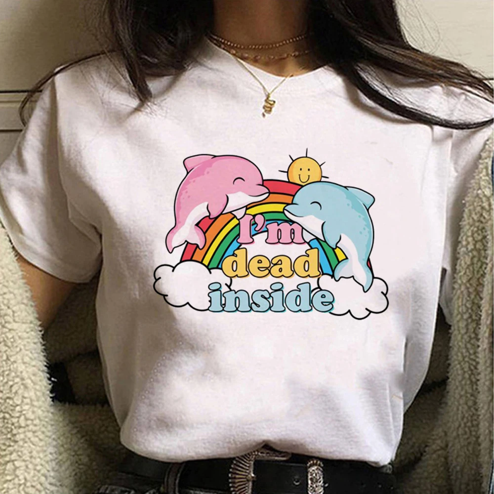 

Dead Inside t shirt women manga harajuku Y2K Tee girl graphic funny clothes