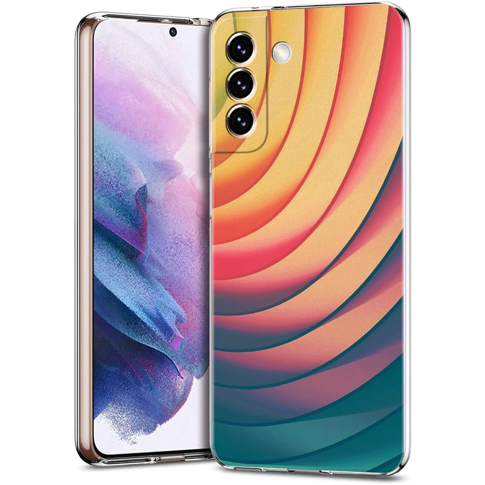 Retro Rainbow Stripe Art Transparent TPU Phone Case
