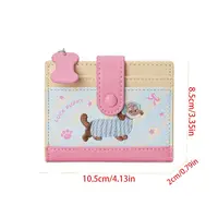 Korean Style Embroidery Sausage Dog Wallet Purse Ultra Thin Card Bag Multi-function Short Clutch PU Leather Card Holder - Image 6